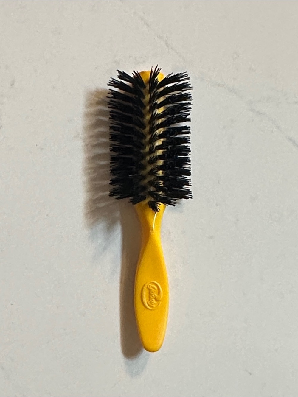 Goody Round Styling Hair Brush Vintage Yellow Plastic Handle 6” Nylon Bristles